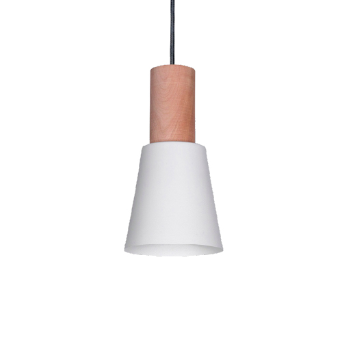 Colgante Roce 1 luz E27 12cm diam x 22cm alto blanco con madera